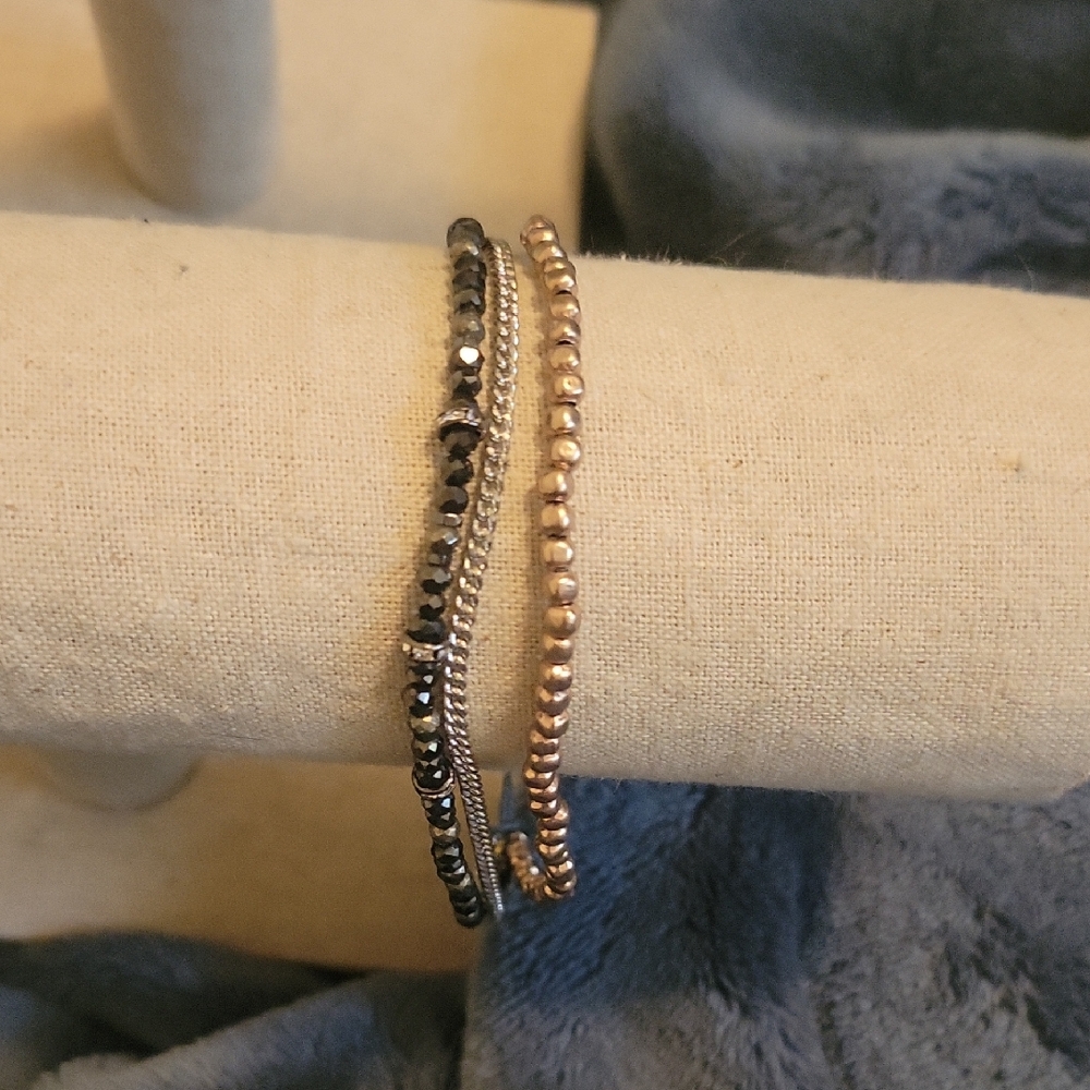Stella & Dot Black and Gold Bracelet Duo